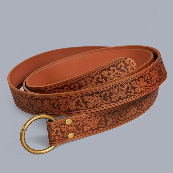 Medieval PU Leather O-Ring Belt 65.4" – Renaissance Knight, LARP, Viking - Picture 2 of 5